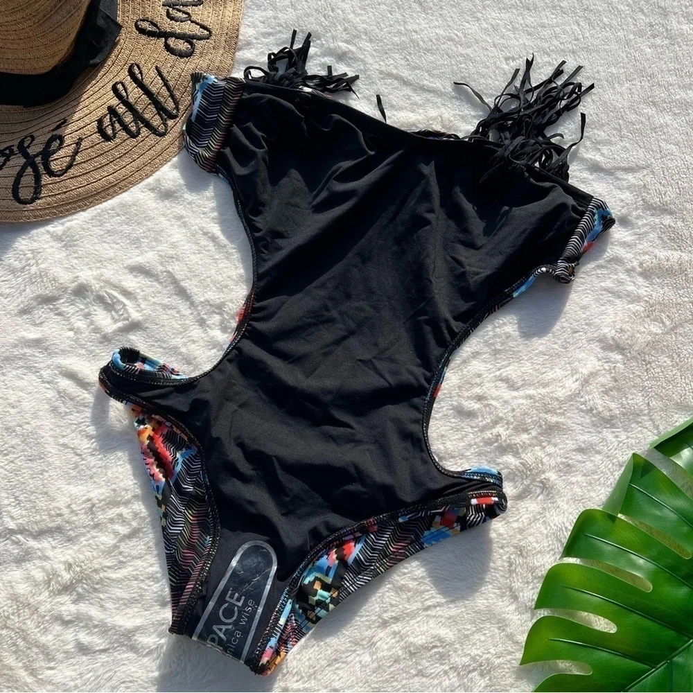 L*Space Cut Out Fringe One Piece Swimsuit
